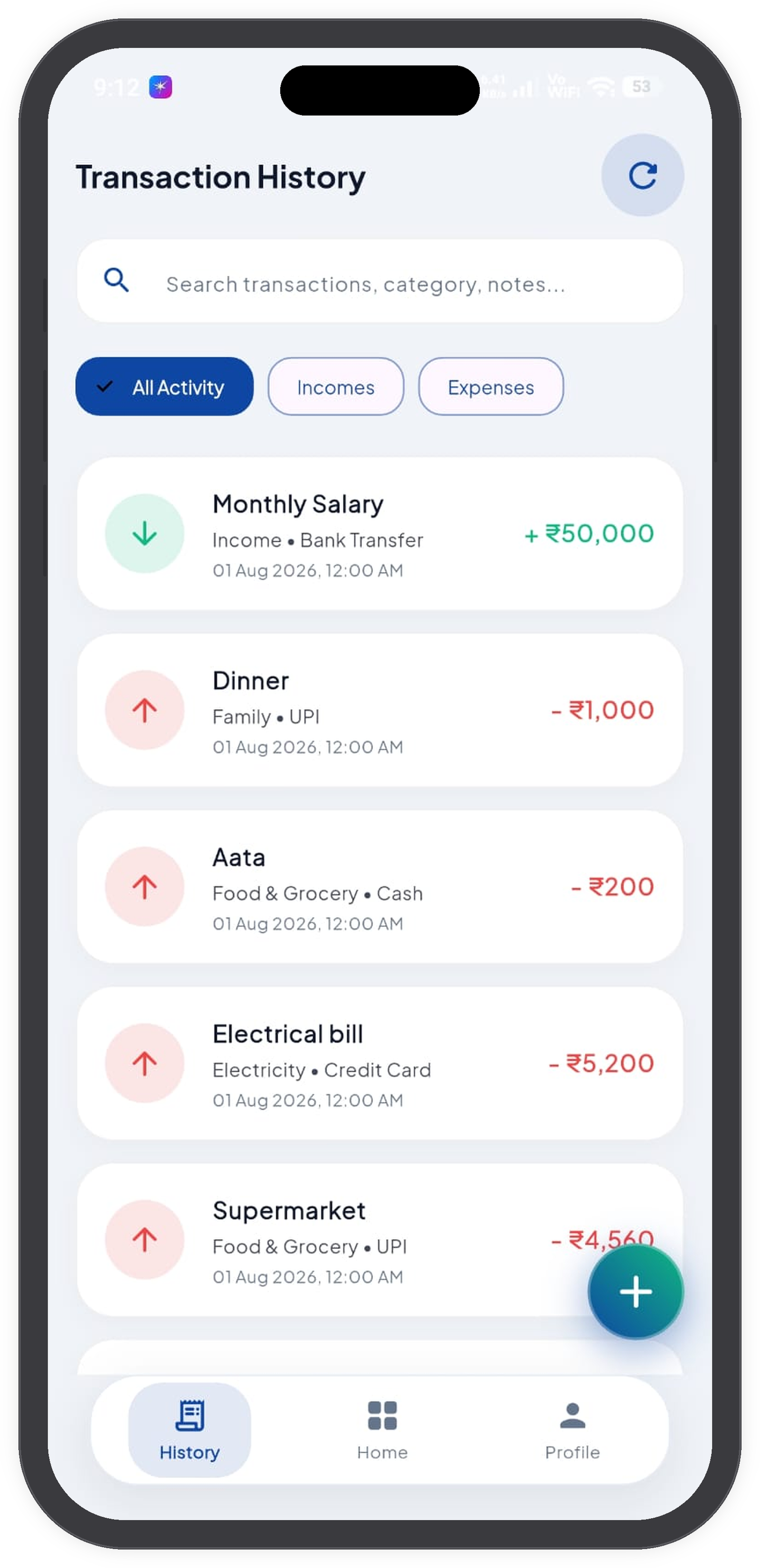 ExpenPilot Spending Analytics Screen