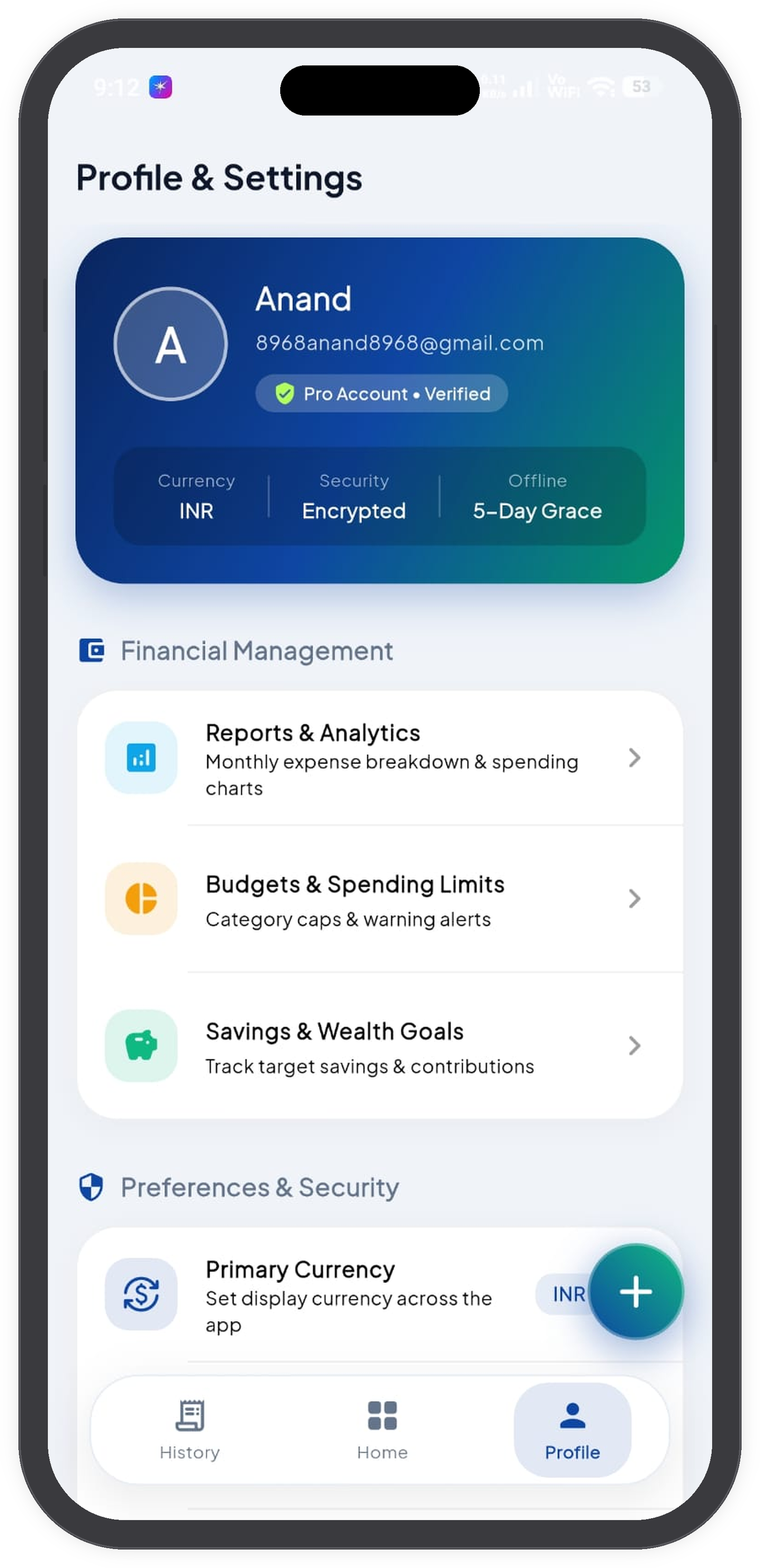ExpenPilot Profile Details Screen